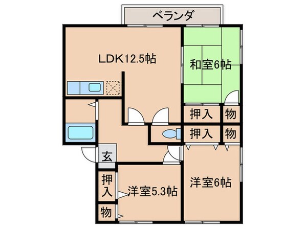 ステラ柏原ⅡＡ棟の物件間取画像